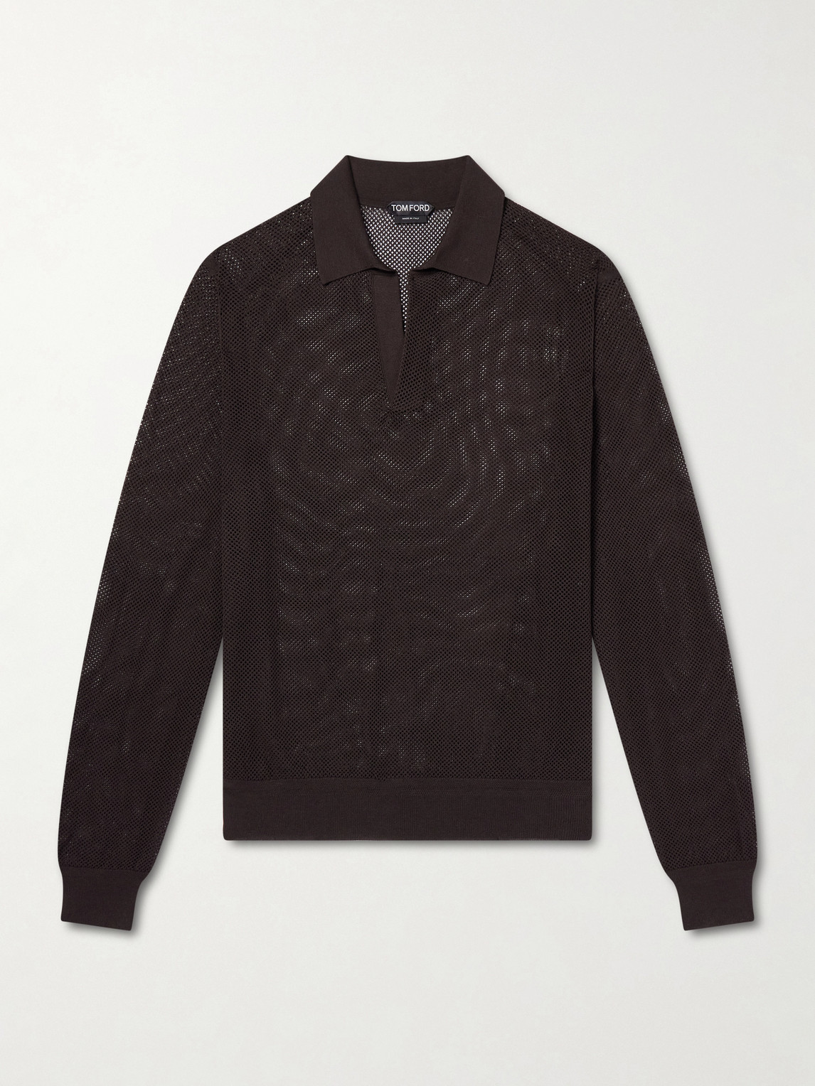 Tom Ford Open-Knit Sea Island Cotton and Silk-Blend Polo Shirt IT 56