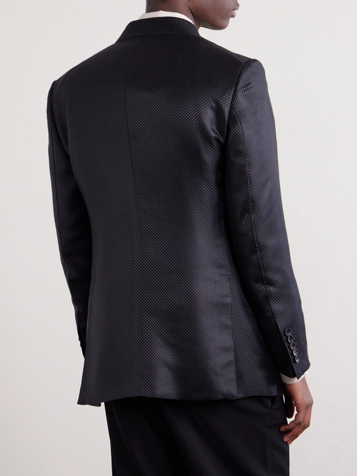 Double-Breasted Silk-Hopsack Blazer