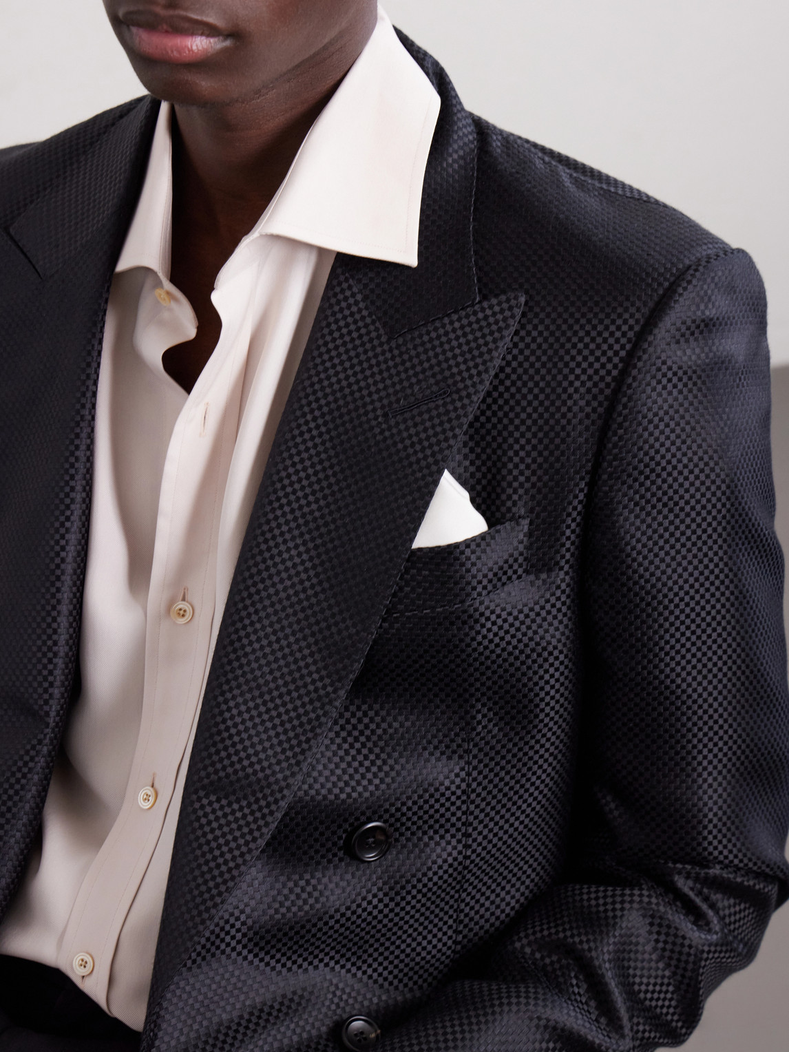 Double-Breasted Silk-Hopsack Blazer