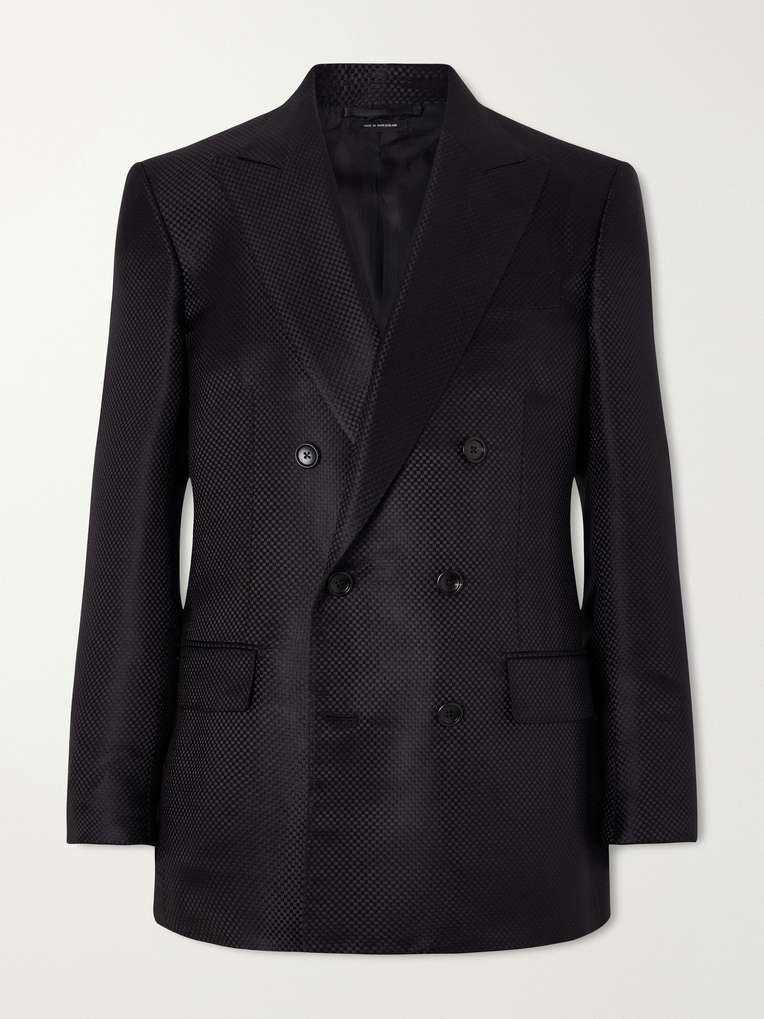 TOM FORD Double-Breasted Silk-Hopsack Blazer
