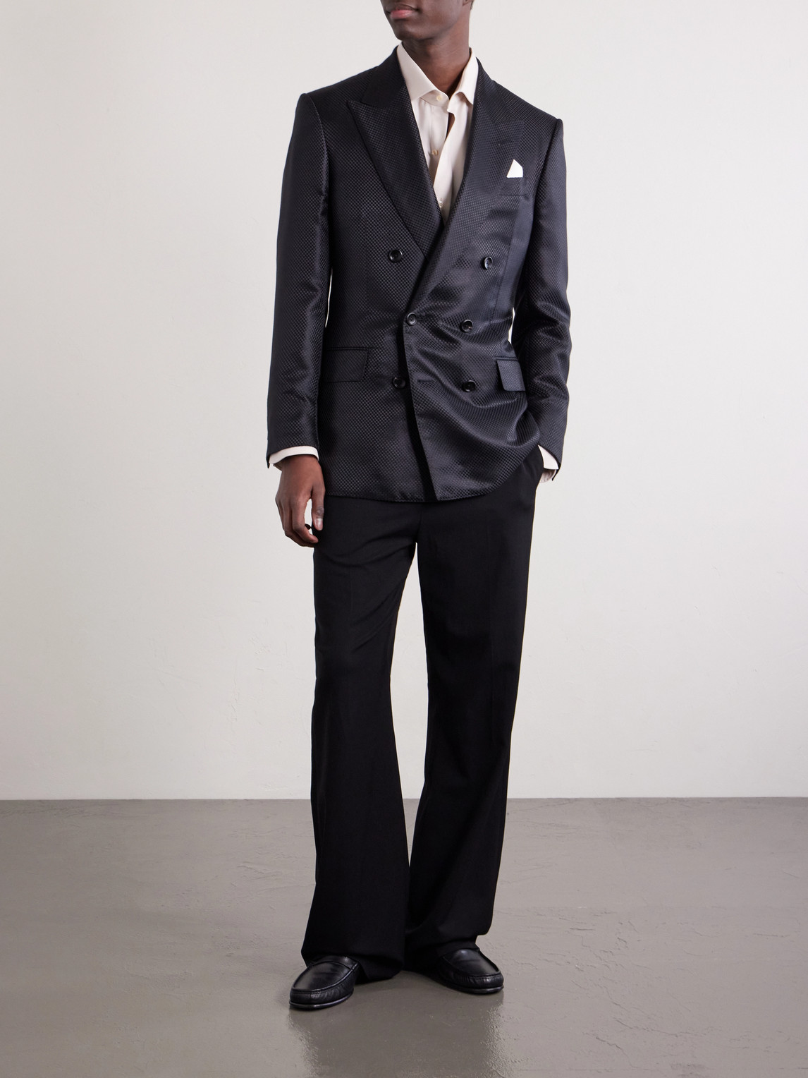 Double-Breasted Silk-Hopsack Blazer