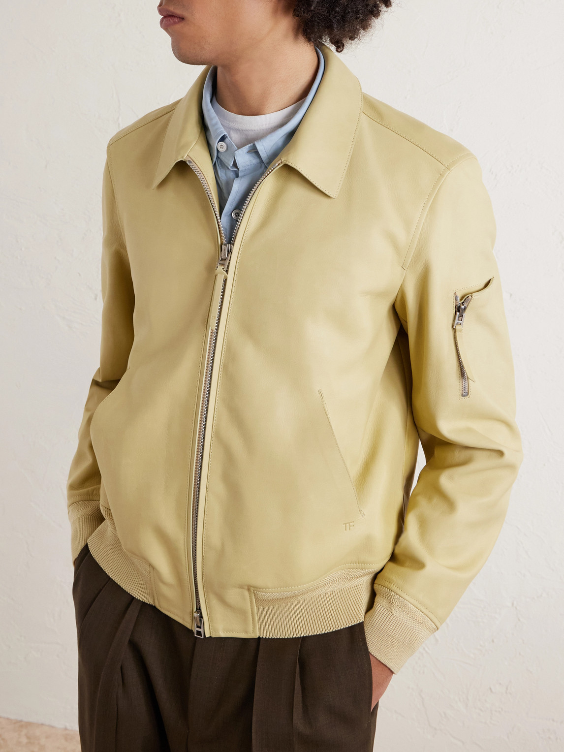  Tom Ford - Leather Blouson Jacket - Men - Yellow - It 46 