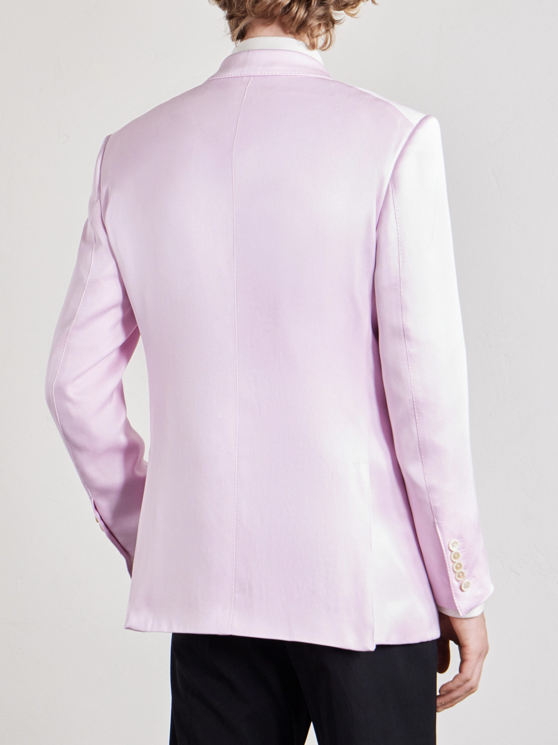 Silk-Gabardine Blazer Double-Breasted