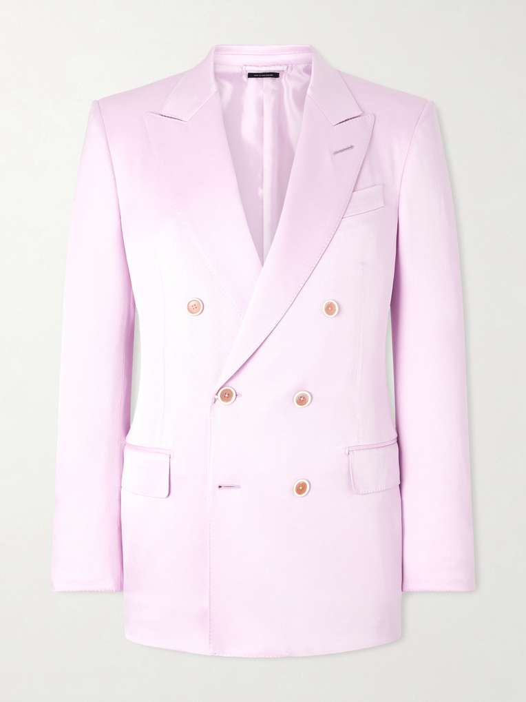 TOM FORD Double-Breasted Silk-Gabardine Blazer