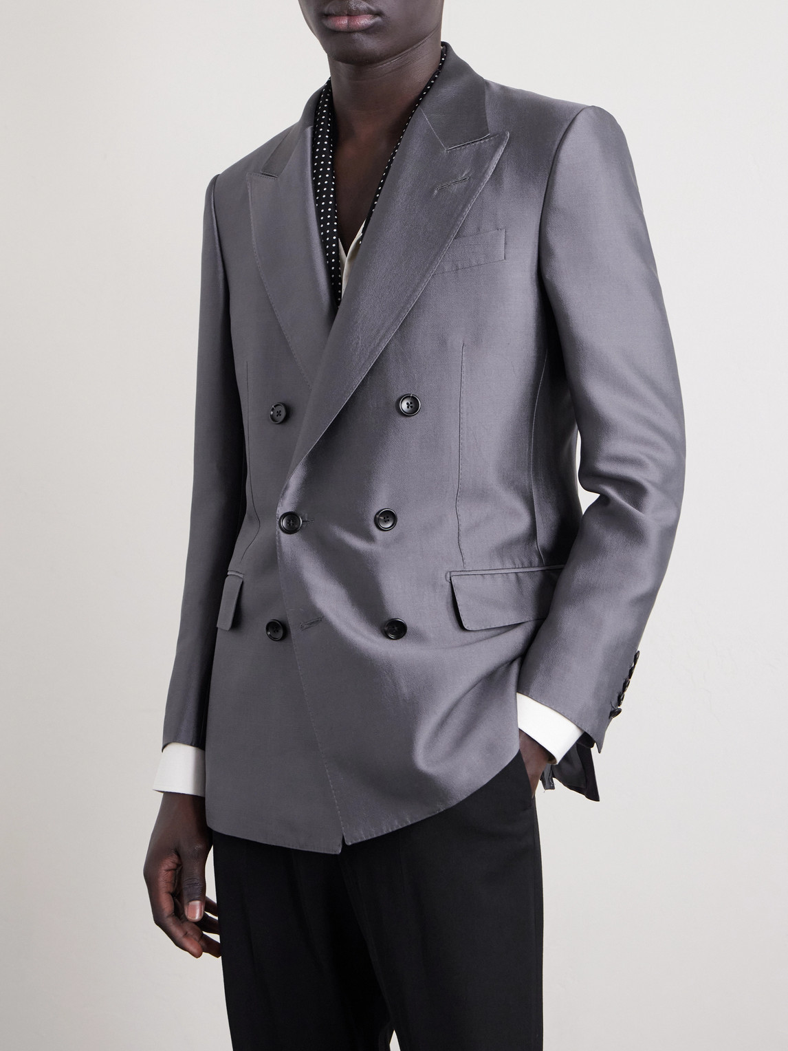 Silk Blazer Double-Breasted