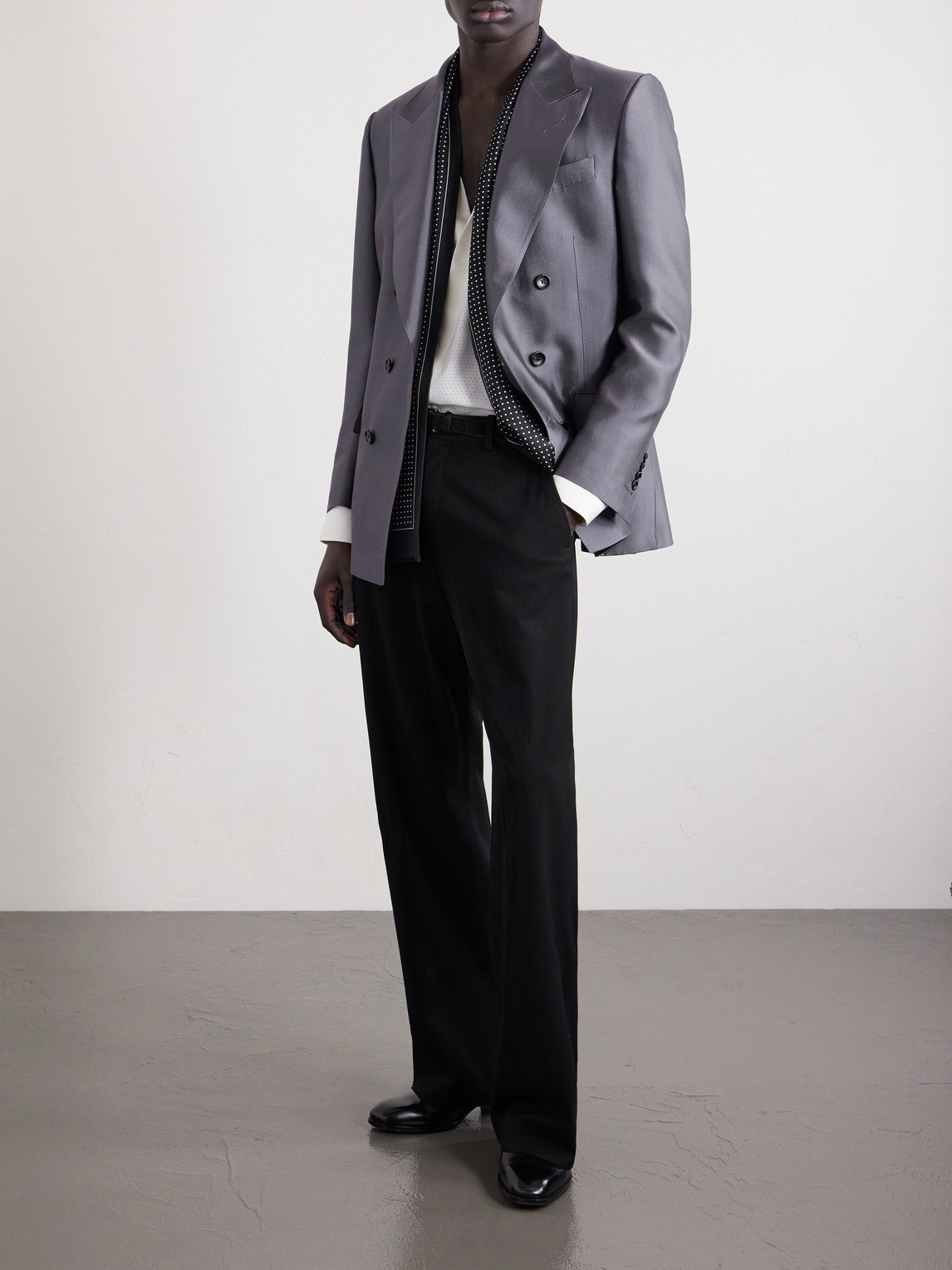 Silk Blazer Double-Breasted