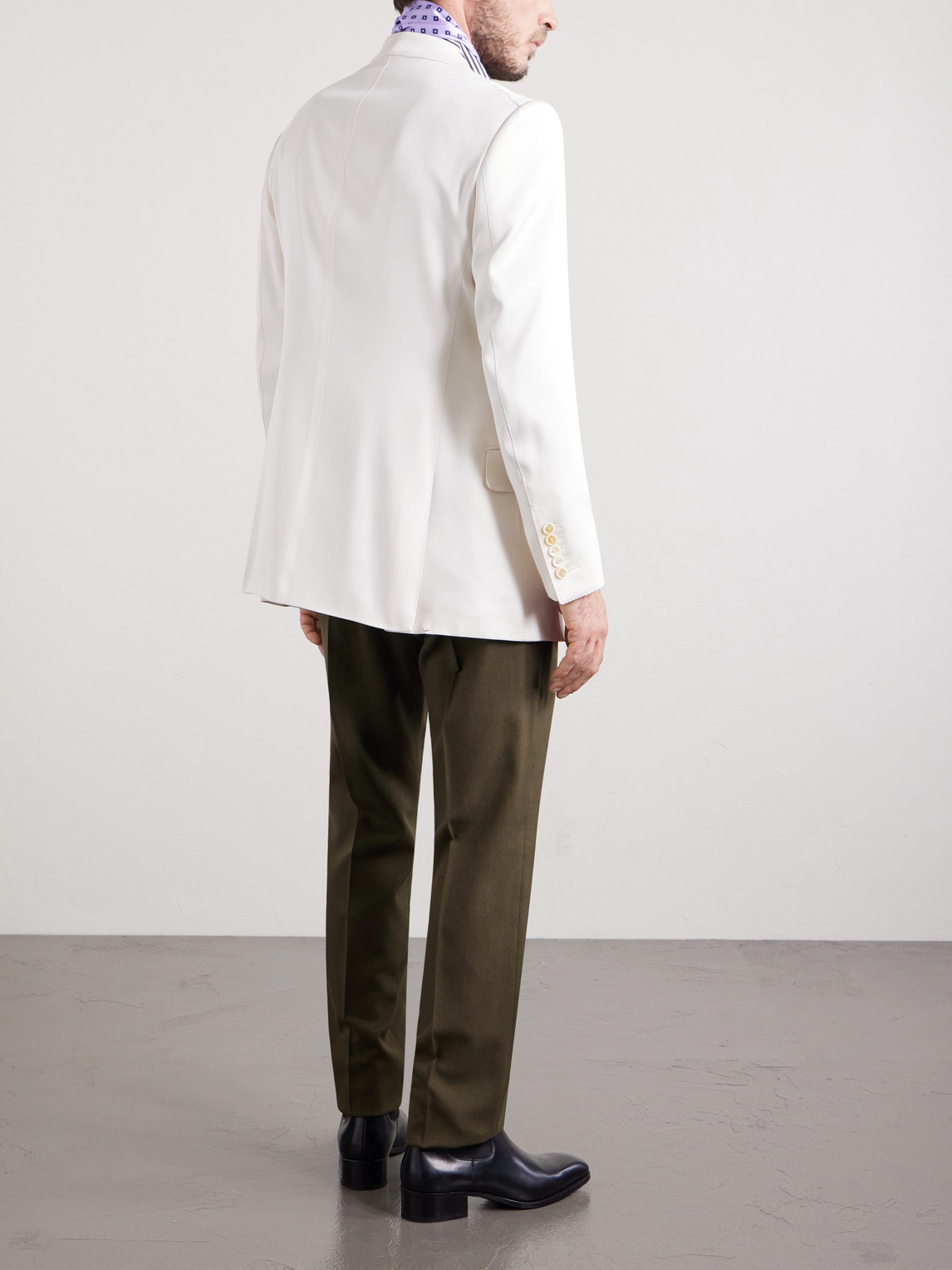 Silk-Gabardine Blazer Double-Breasted