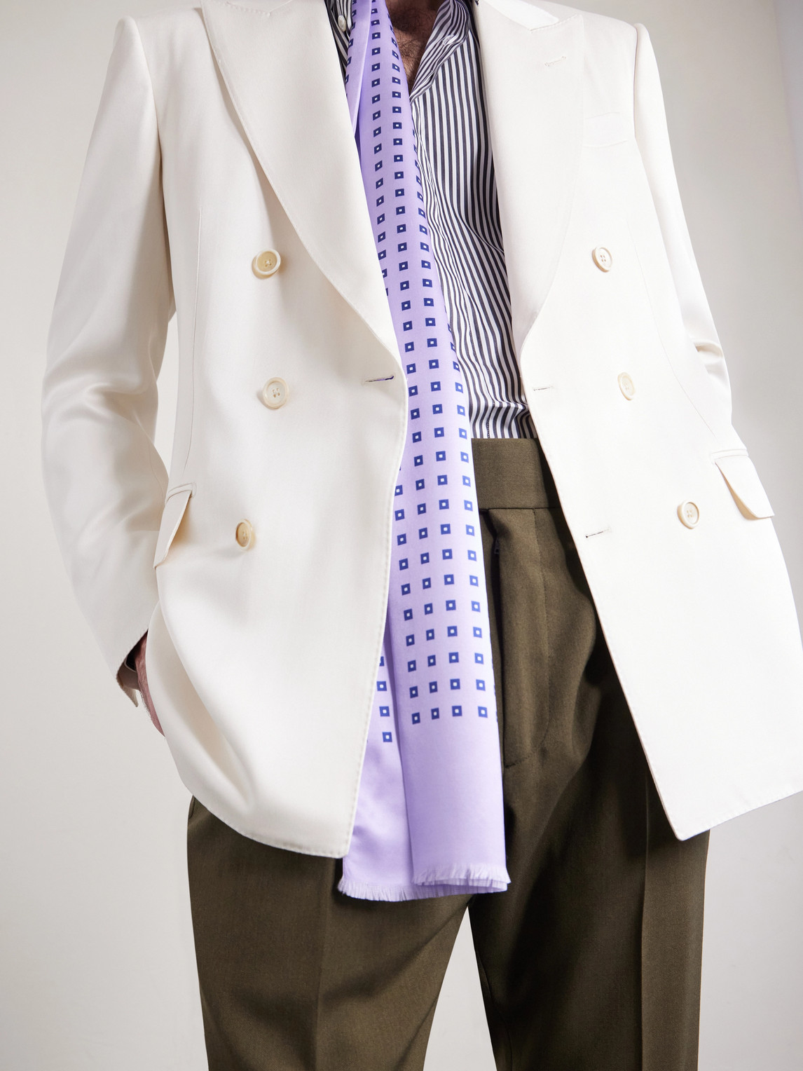 Silk-Gabardine Blazer Double-Breasted