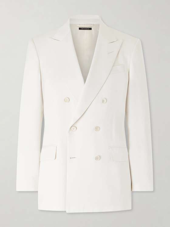 Tomford Double-Breasted Silk-Gabardine Blazer