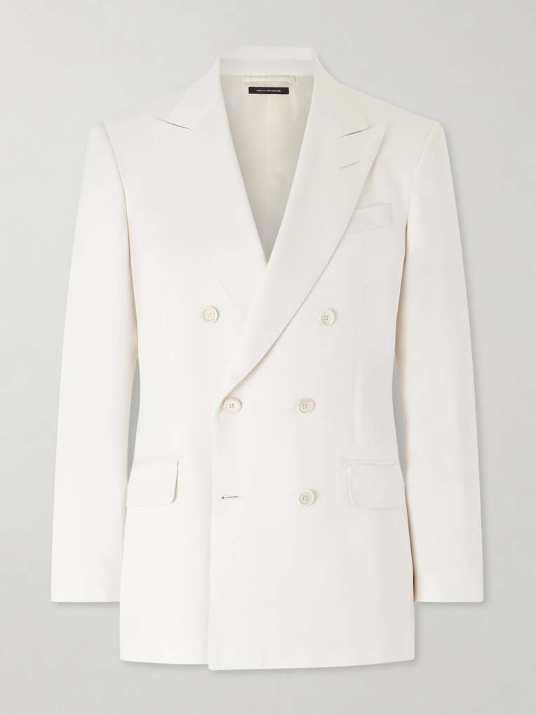 TOM FORD Double-Breasted Silk-Gabardine Blazer