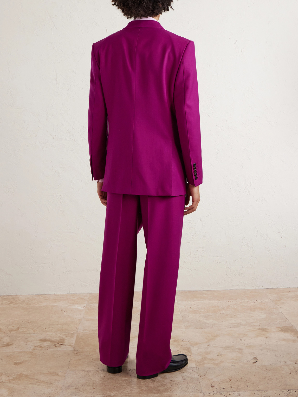 Wide-Leg Wool-Twill Pleated Suit Trousers