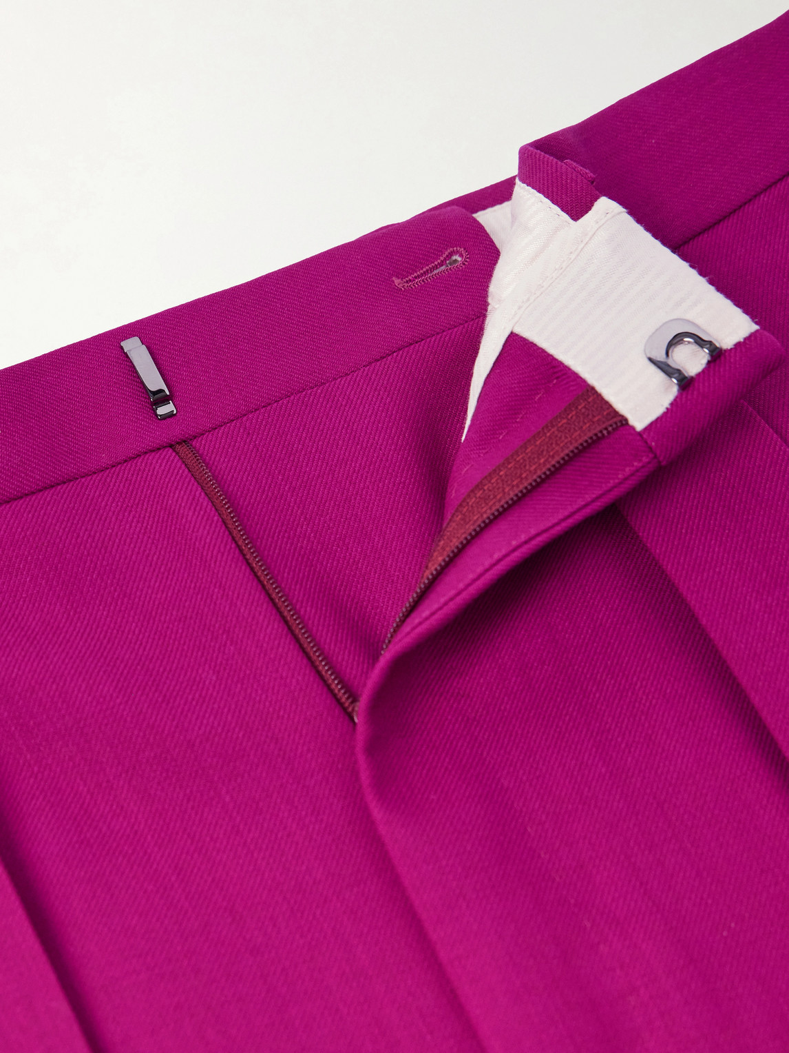 Wide-Leg Wool-Twill Pleated Suit Trousers