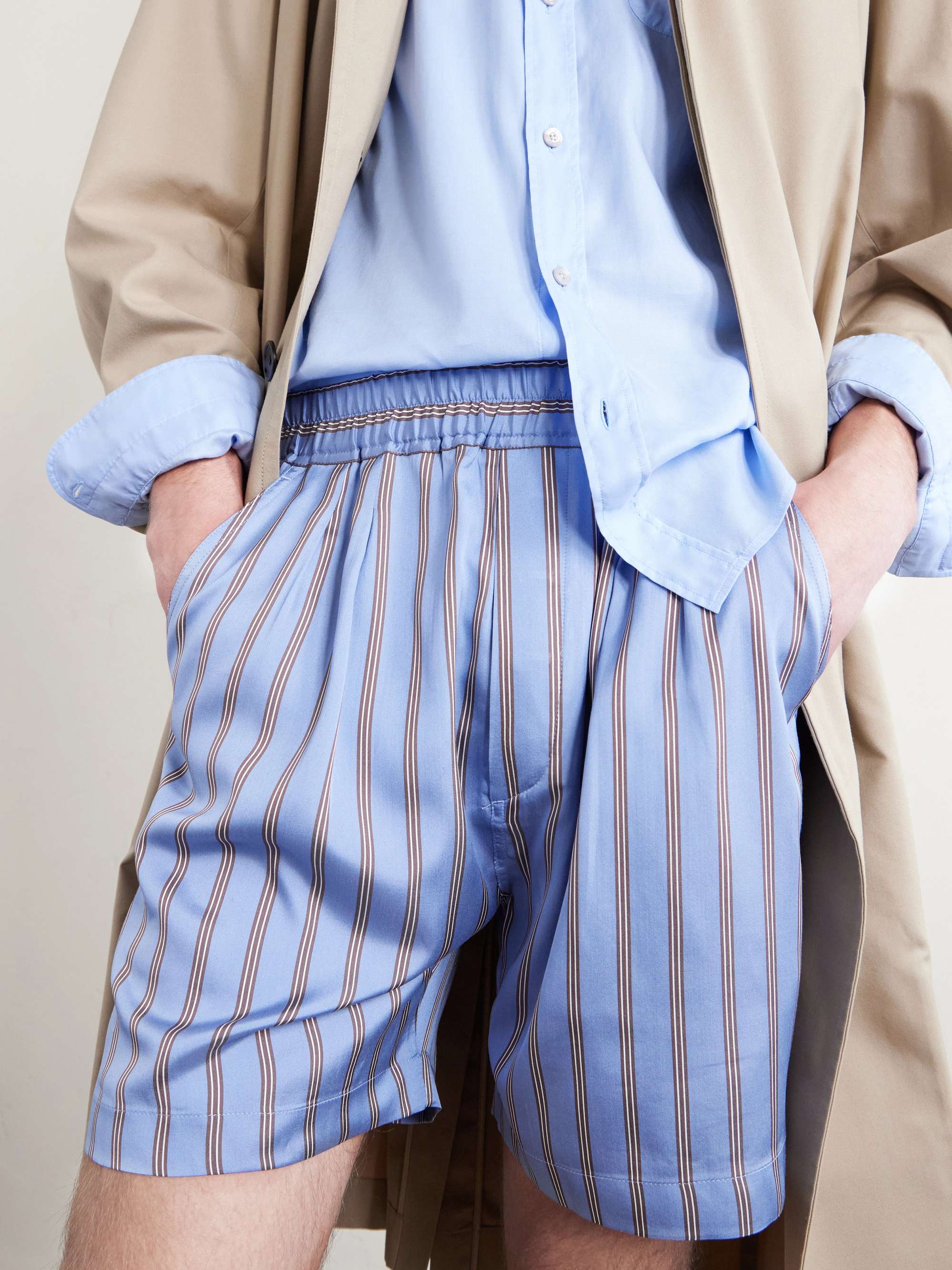 TOM FORD Straight-Leg Striped Silk-Twill Shorts for Men | MR PORTER US