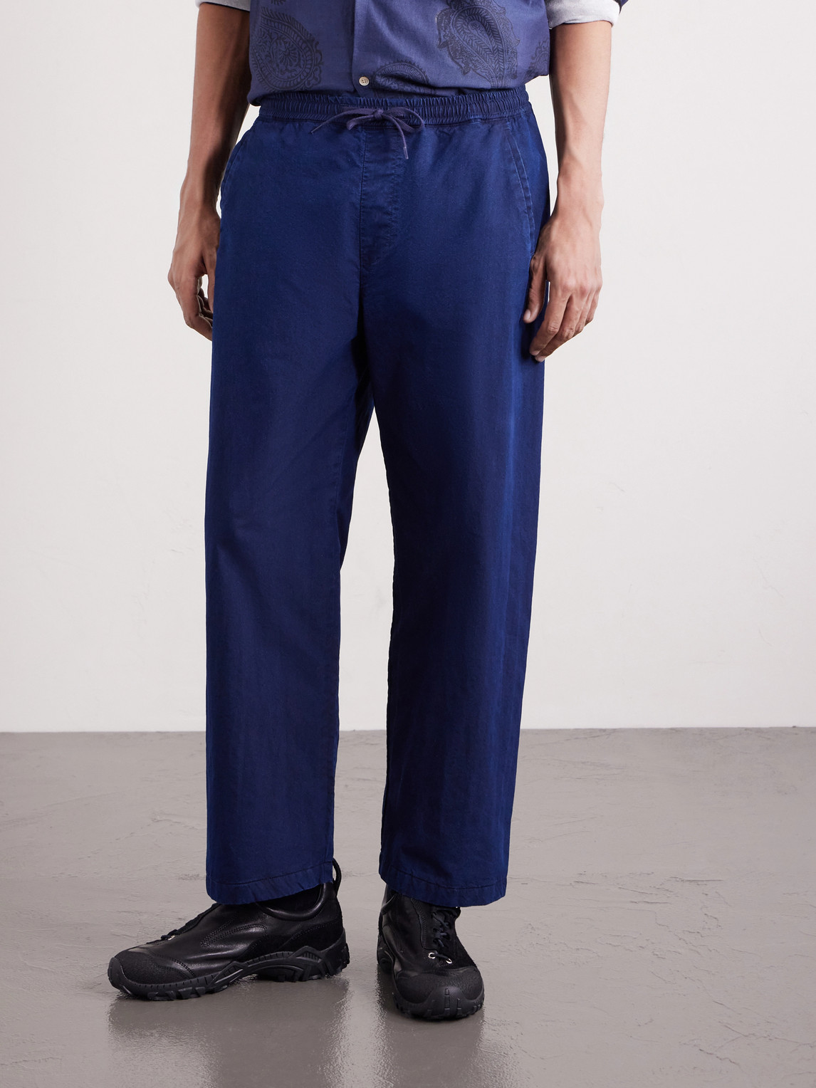  A Kind Of Guise - Nanamica Insulation Cropped Straight-leg Padded Cotton-blend Trousers - Men - Blue - Uk/us 30 