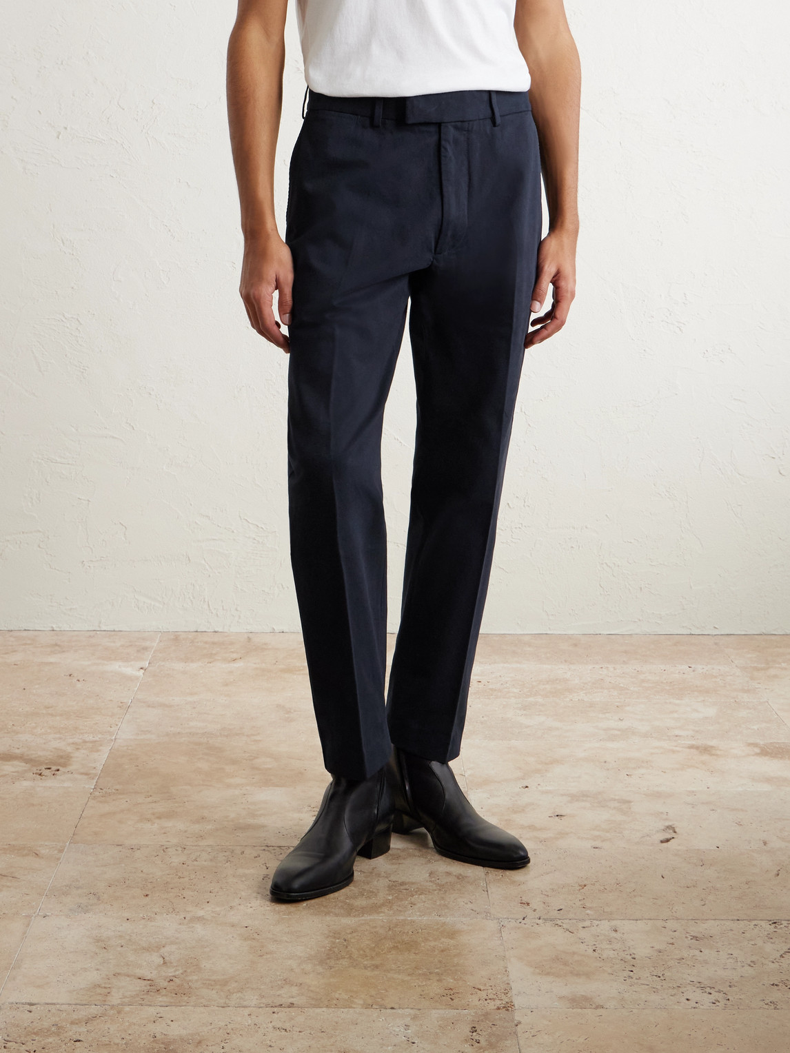Straight-Leg Cotton-Drill Trousers