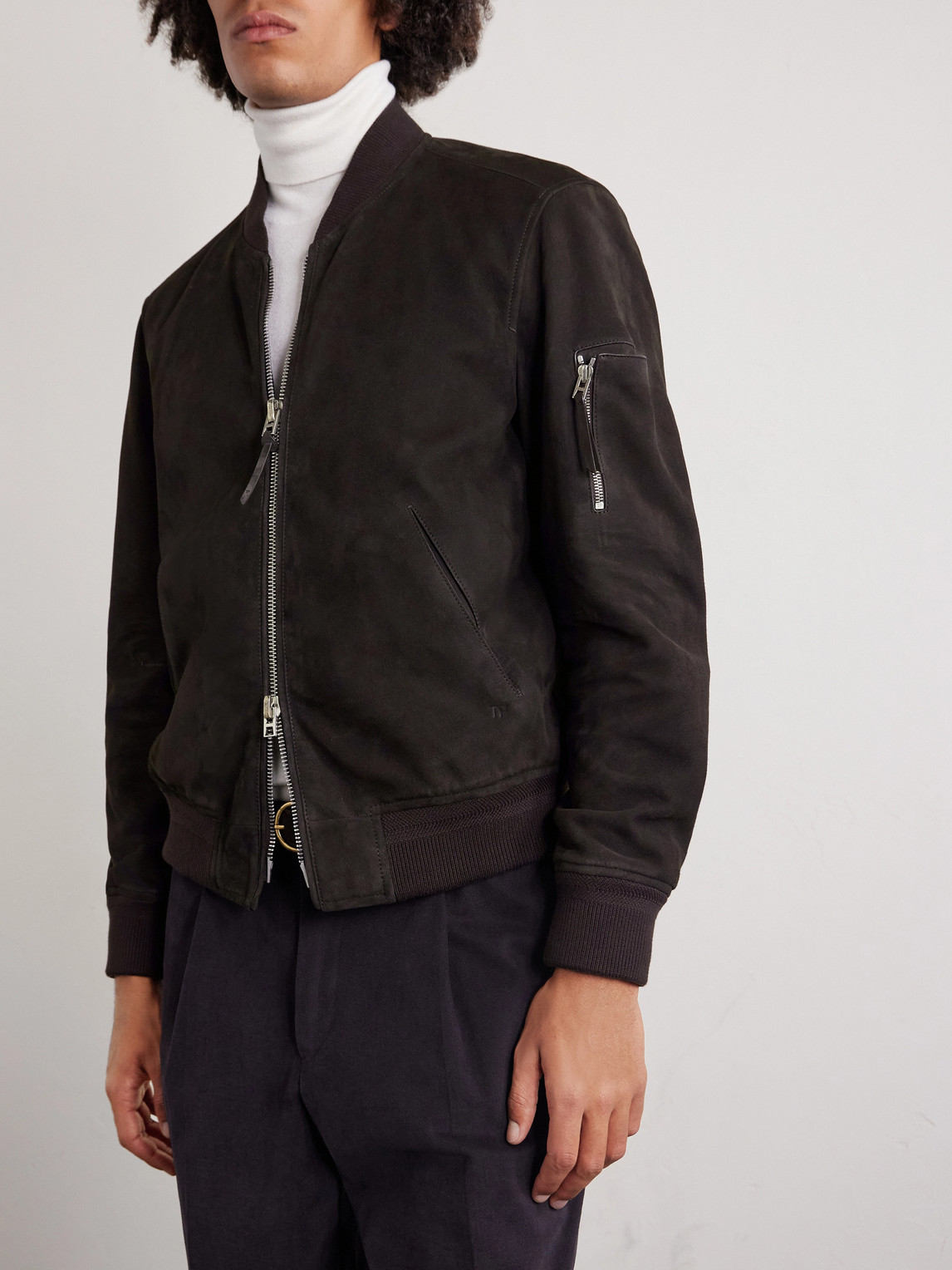  Tom Ford - Suede Bomber Jacket - Men - Brown - It 46 