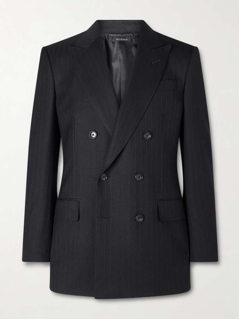 Tom Ford — Double-Breasted Pinstriped Wool Suit Jacket