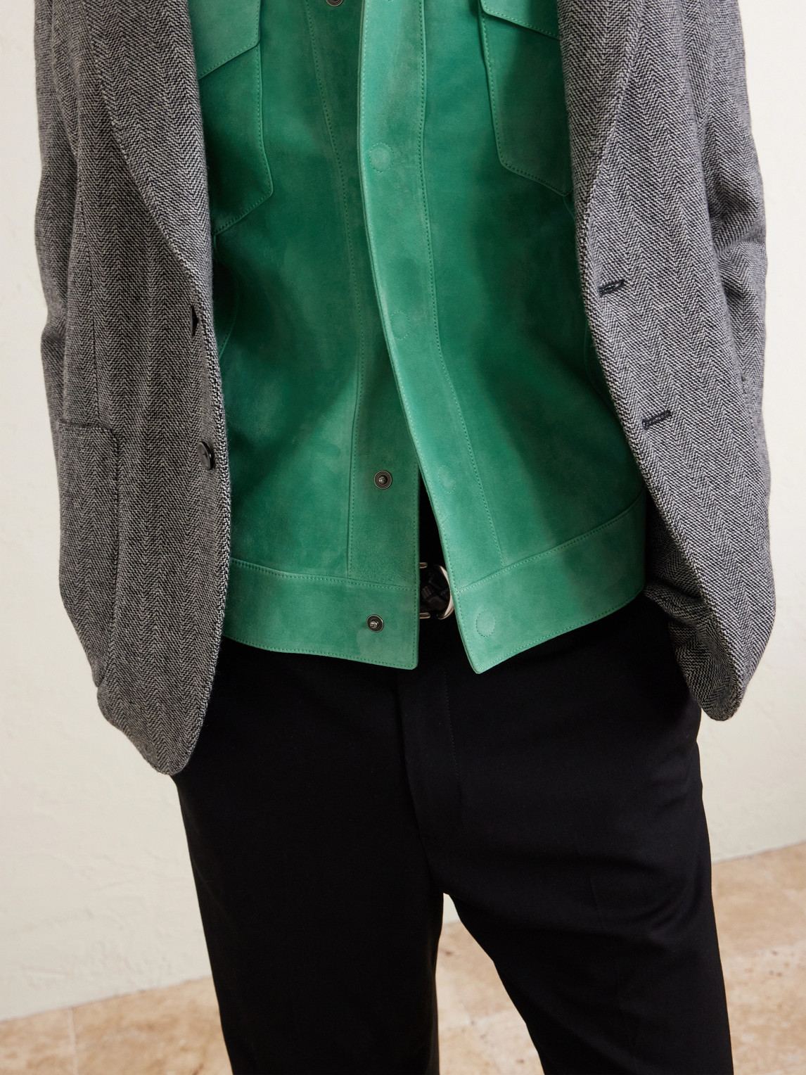 Tom Ford Slim-fit Suede Jacket In Multi