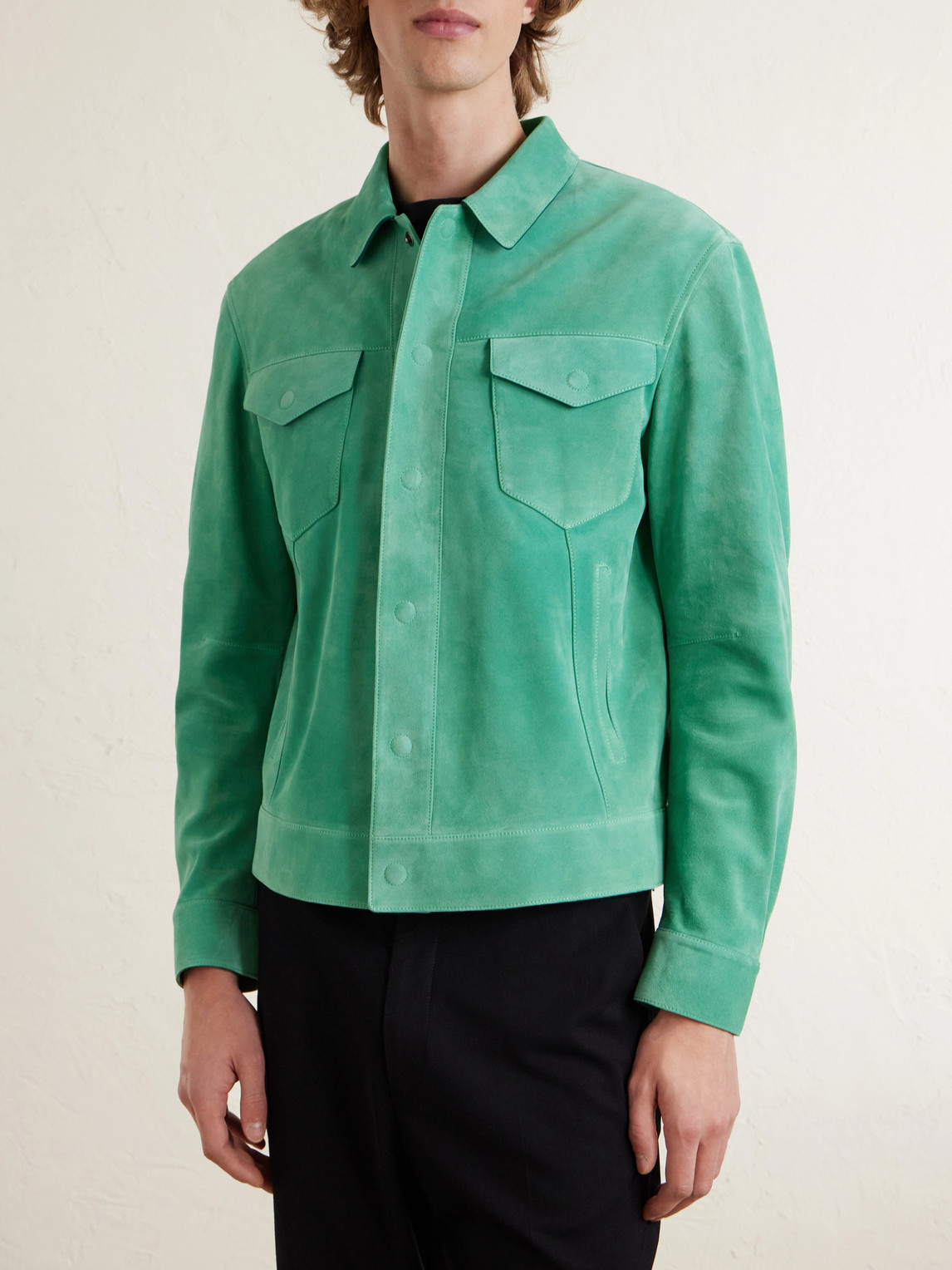 Tom Ford Slim-fit Suede Jacket In Multi