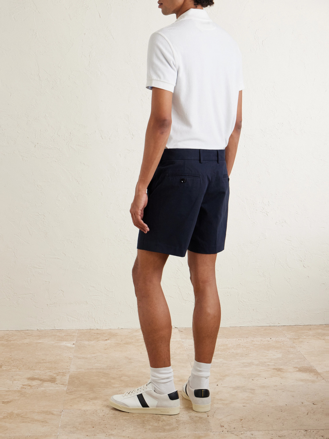 Tom Ford Straight-leg Brushed Cotton-drill Shorts In Blue