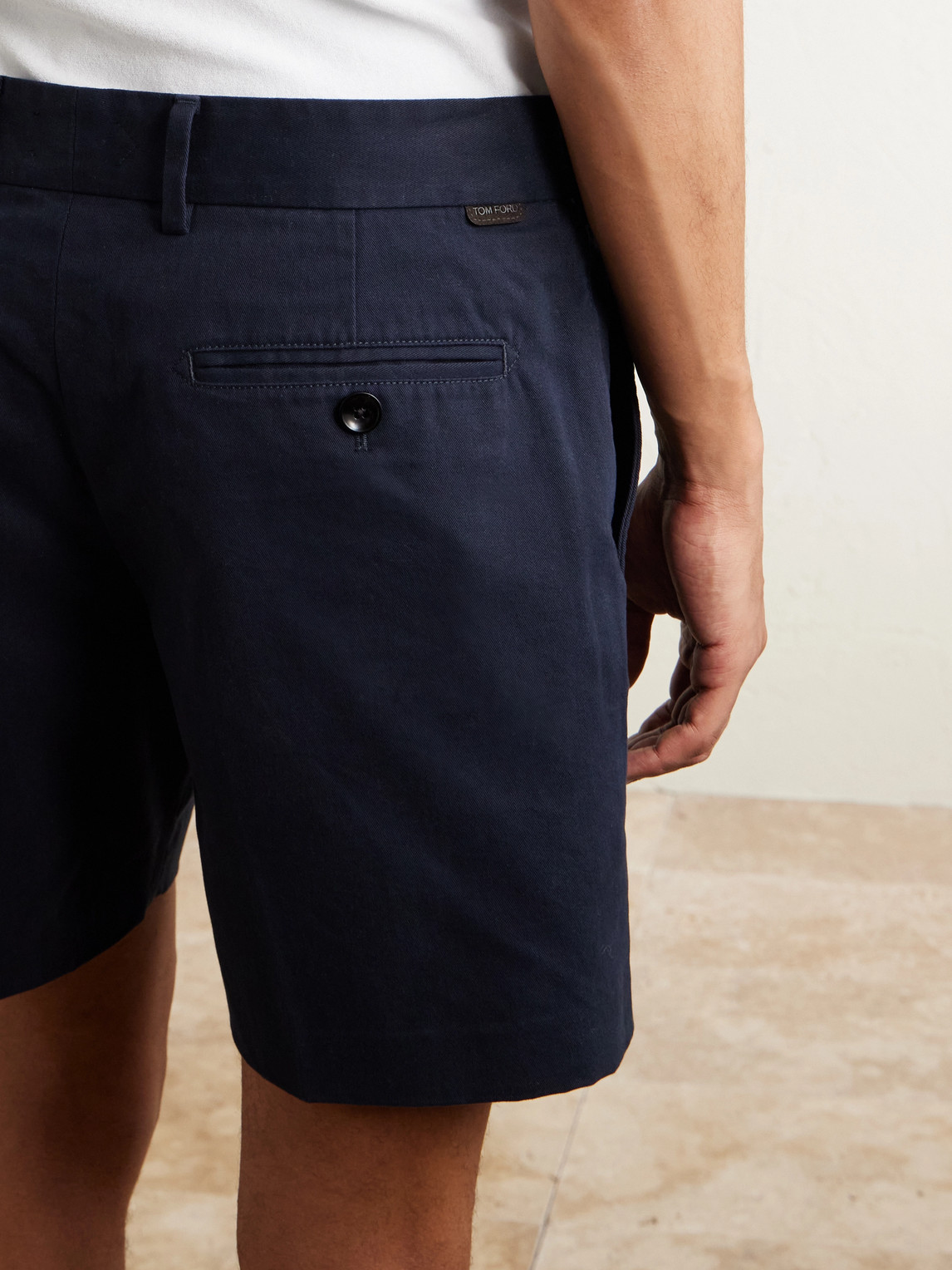 Tom Ford Straight-leg Brushed Cotton-drill Shorts In Blue