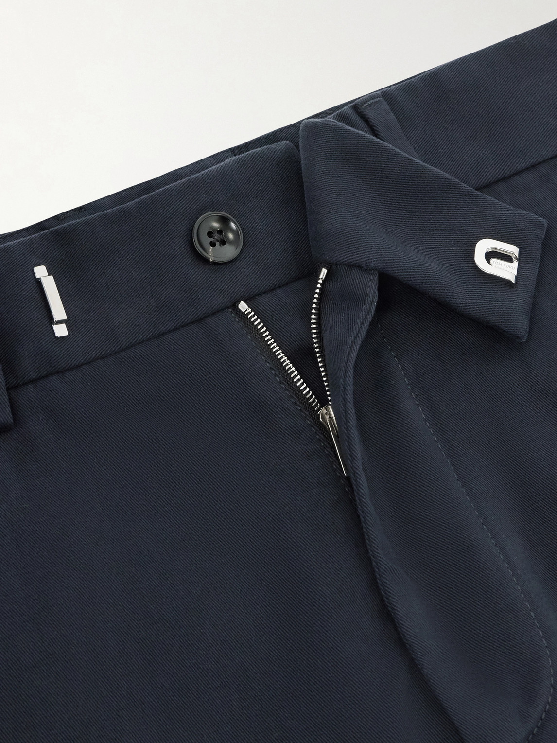 Tom Ford Straight-leg Brushed Cotton-drill Shorts In Blue