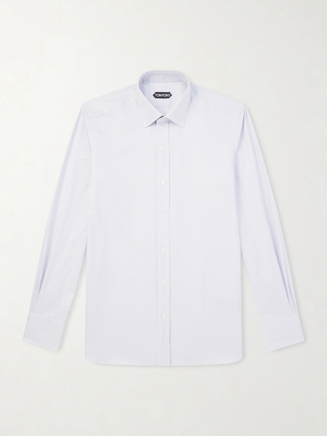 Tom Ford Slim-Fit Cutaway-Collar Houndstooth Cotton Shirt EU 44