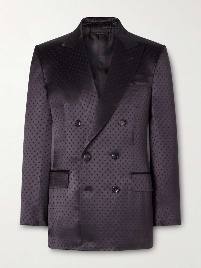 Tom Ford — Double-Breasted Polka-Dot Satin-Jacquard Tuxedo Jacket