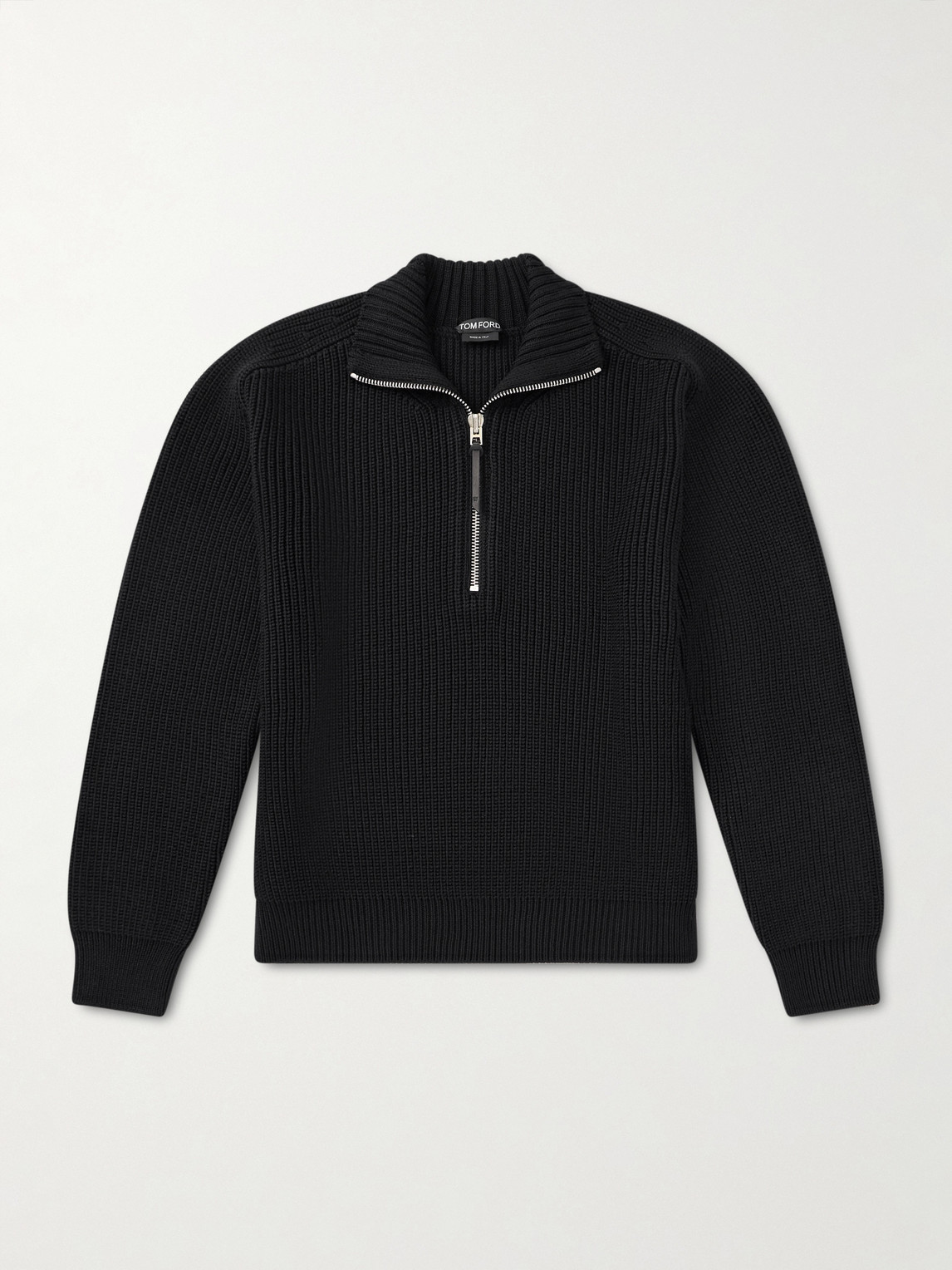 Tom Ford Ribbed Merino Wool Half-Zip Sweater - Men