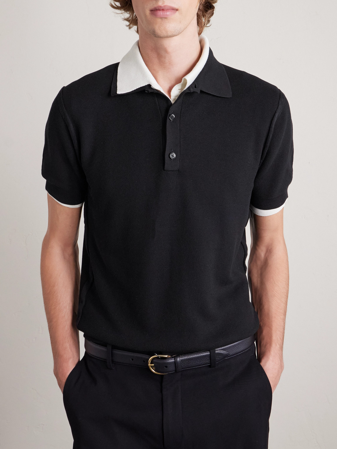 Slim-Fit Lyocell And Cotton-Blend Piqué Polo Shirt