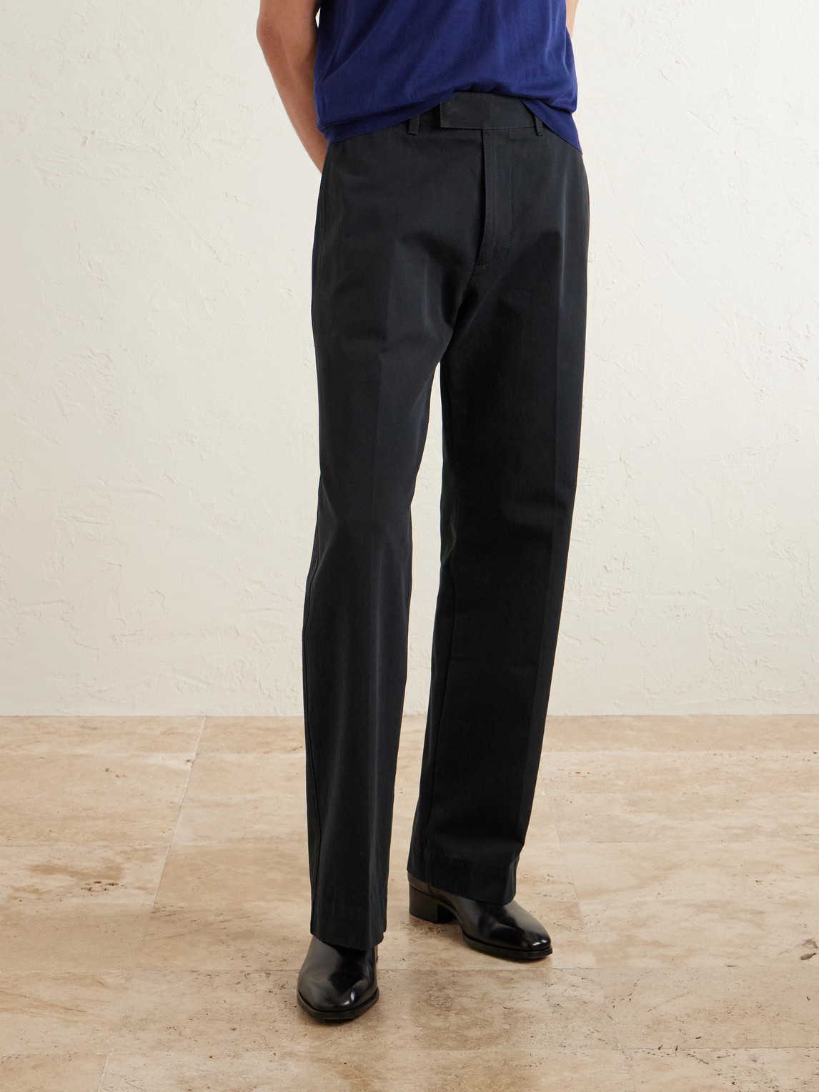 Wide-Leg Cotton-Drill Trousers