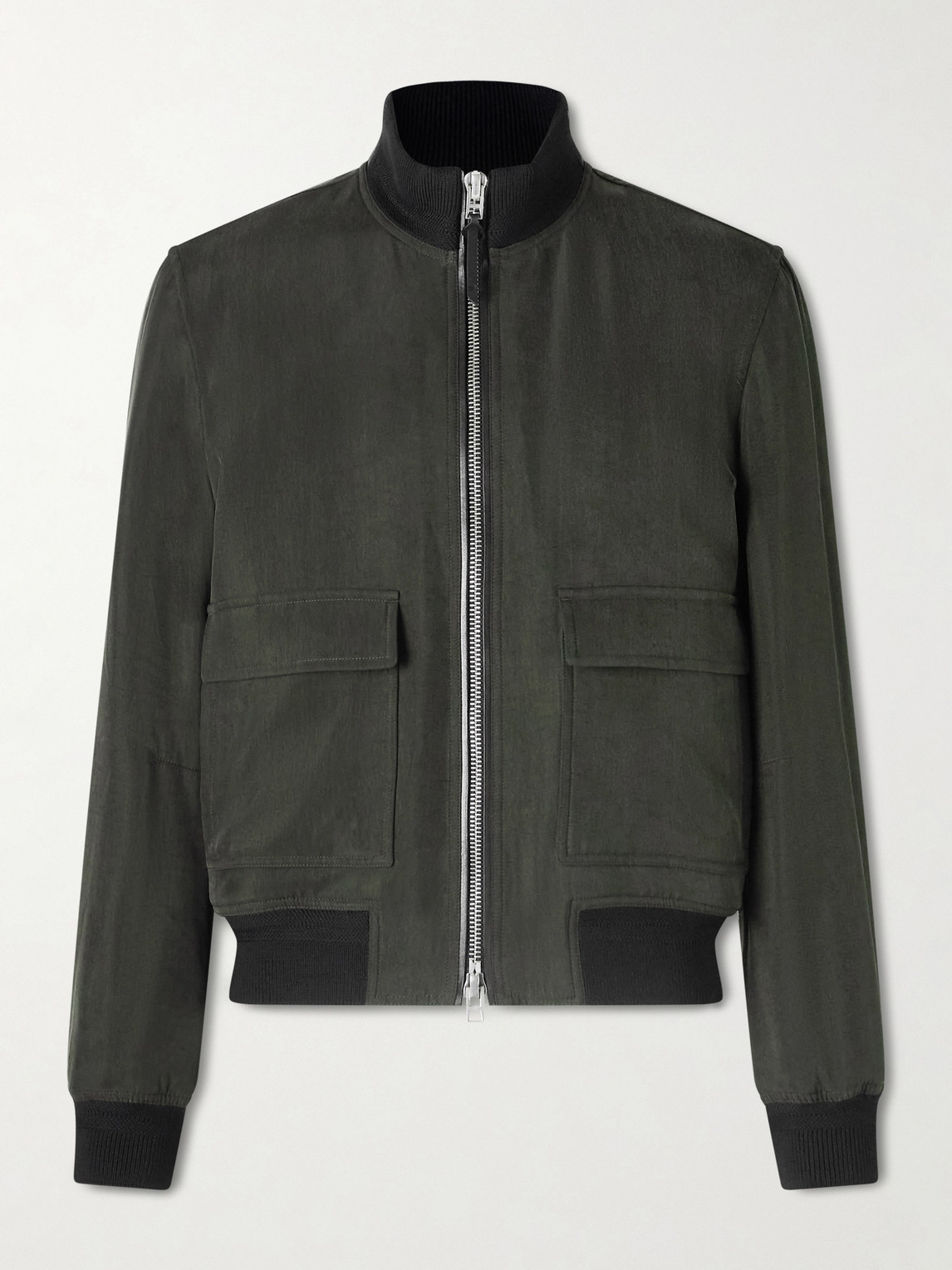 Tom Ford Gabardine Bomber Jacket In Green