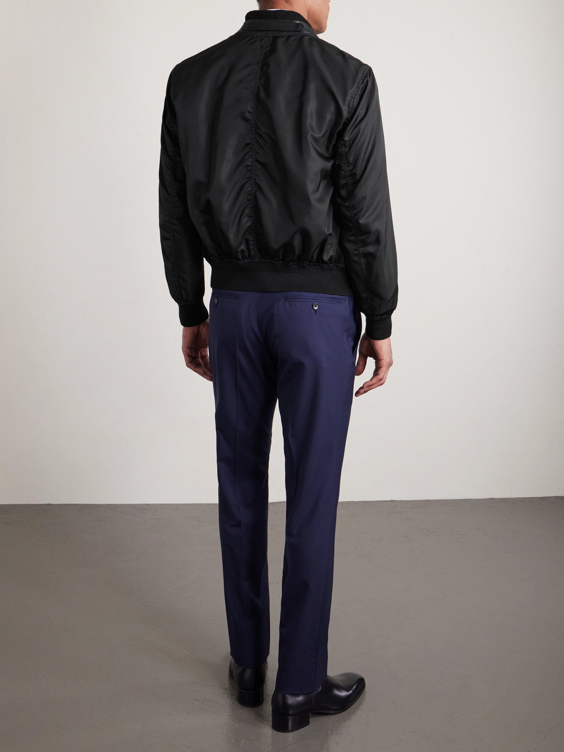 Tom Ford Silk Bomber Jacket In Black
