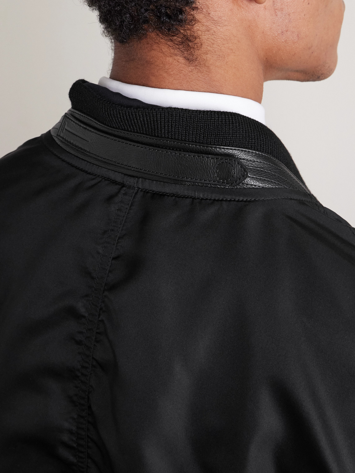 Tom Ford Silk Bomber Jacket In Black