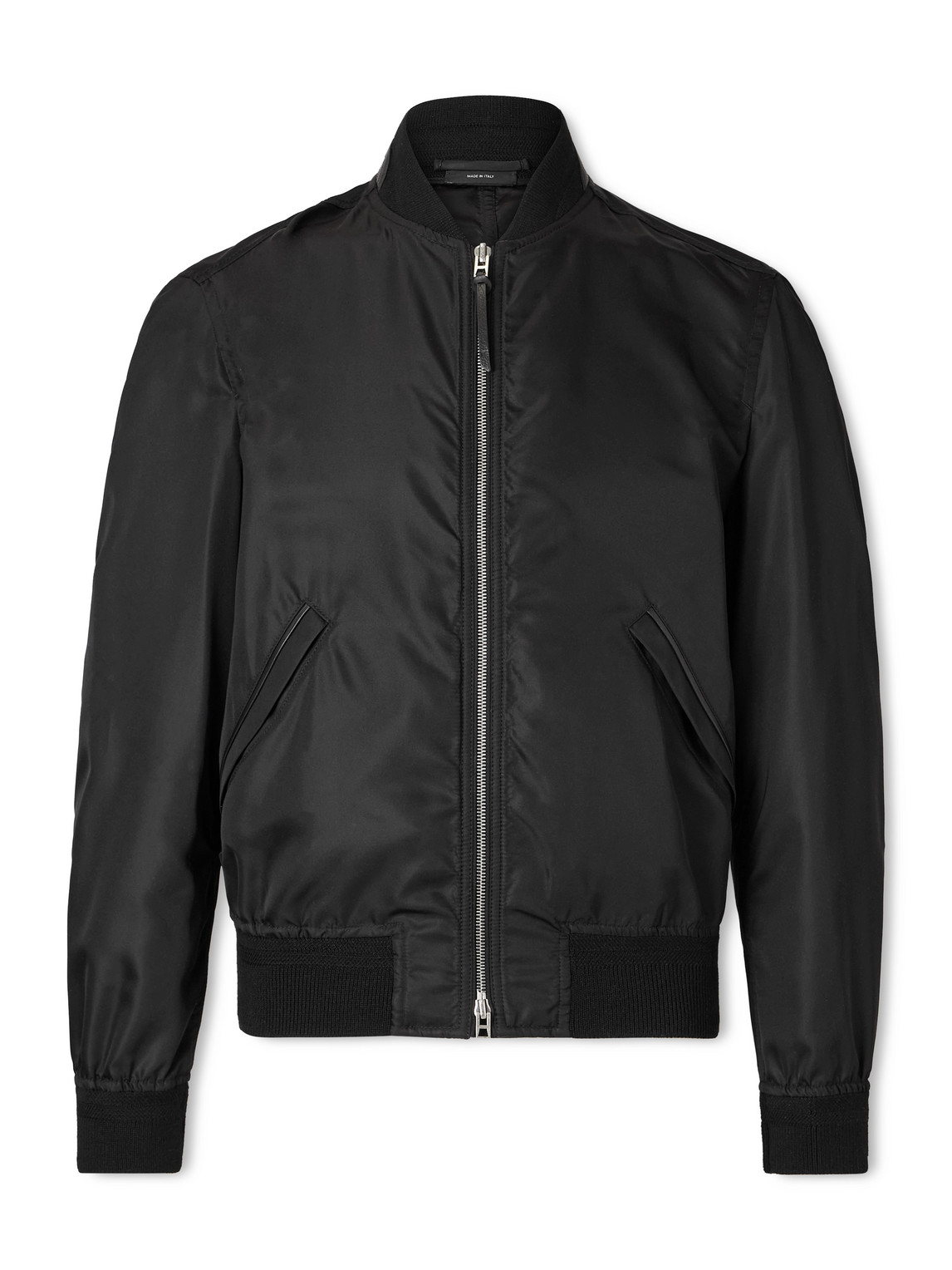 Tom Ford Silk Bomber Jacket In Black