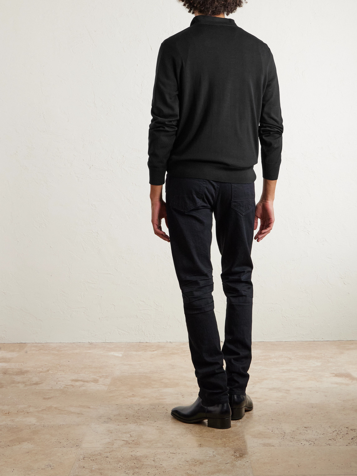 Tom Ford Fine Gauge Wool Knit Crewneck Sweater In Black