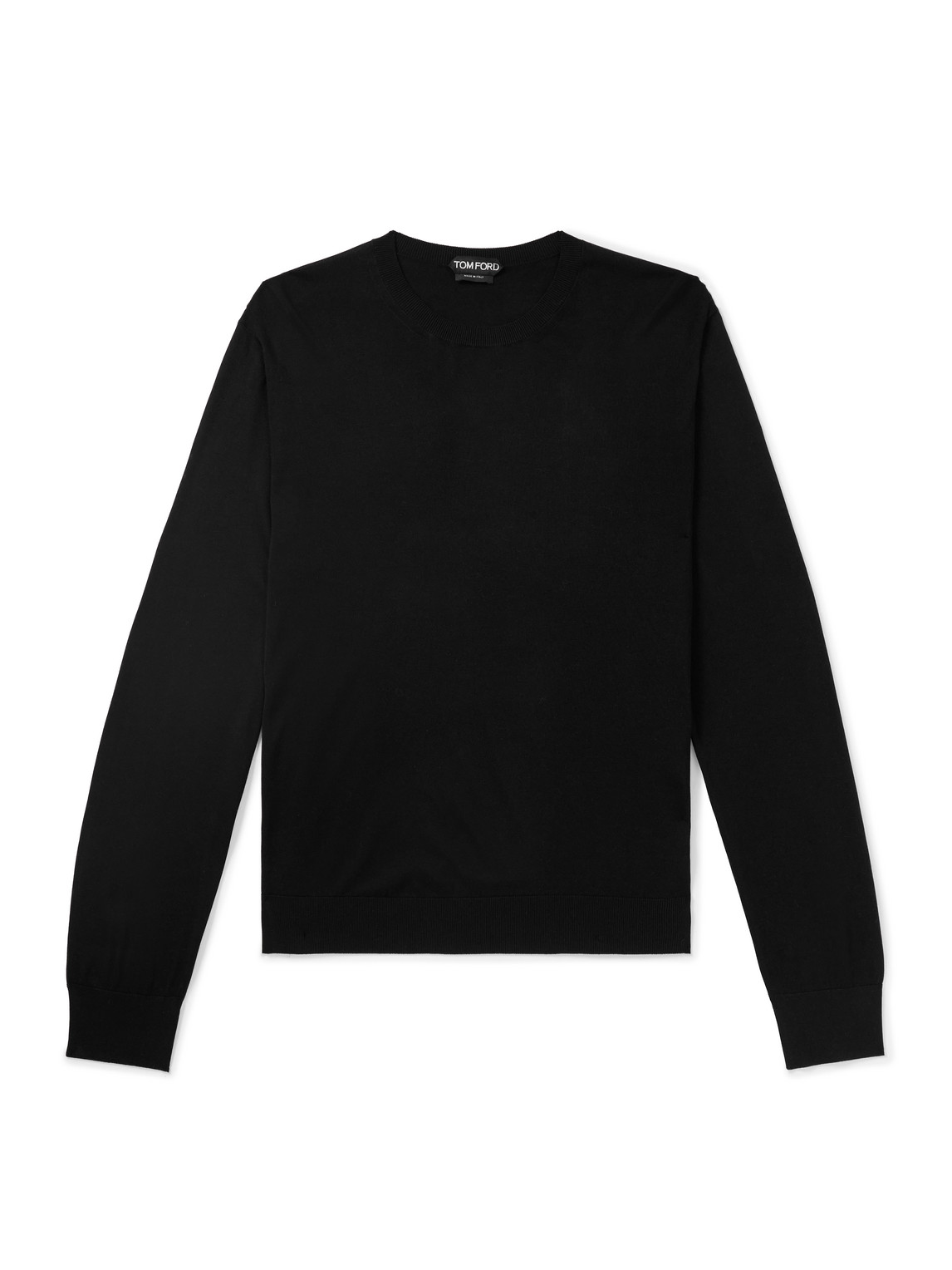 Tom Ford Fine Gauge Wool Knit Crewneck Sweater In Black