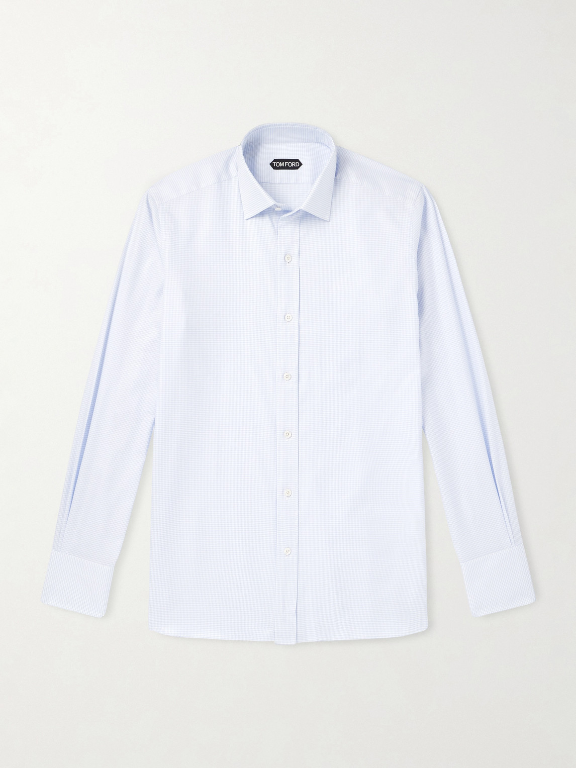 Tom Ford Slim-Fit Cutaway-Collar Houndstooth Cotton Shirt EU 41