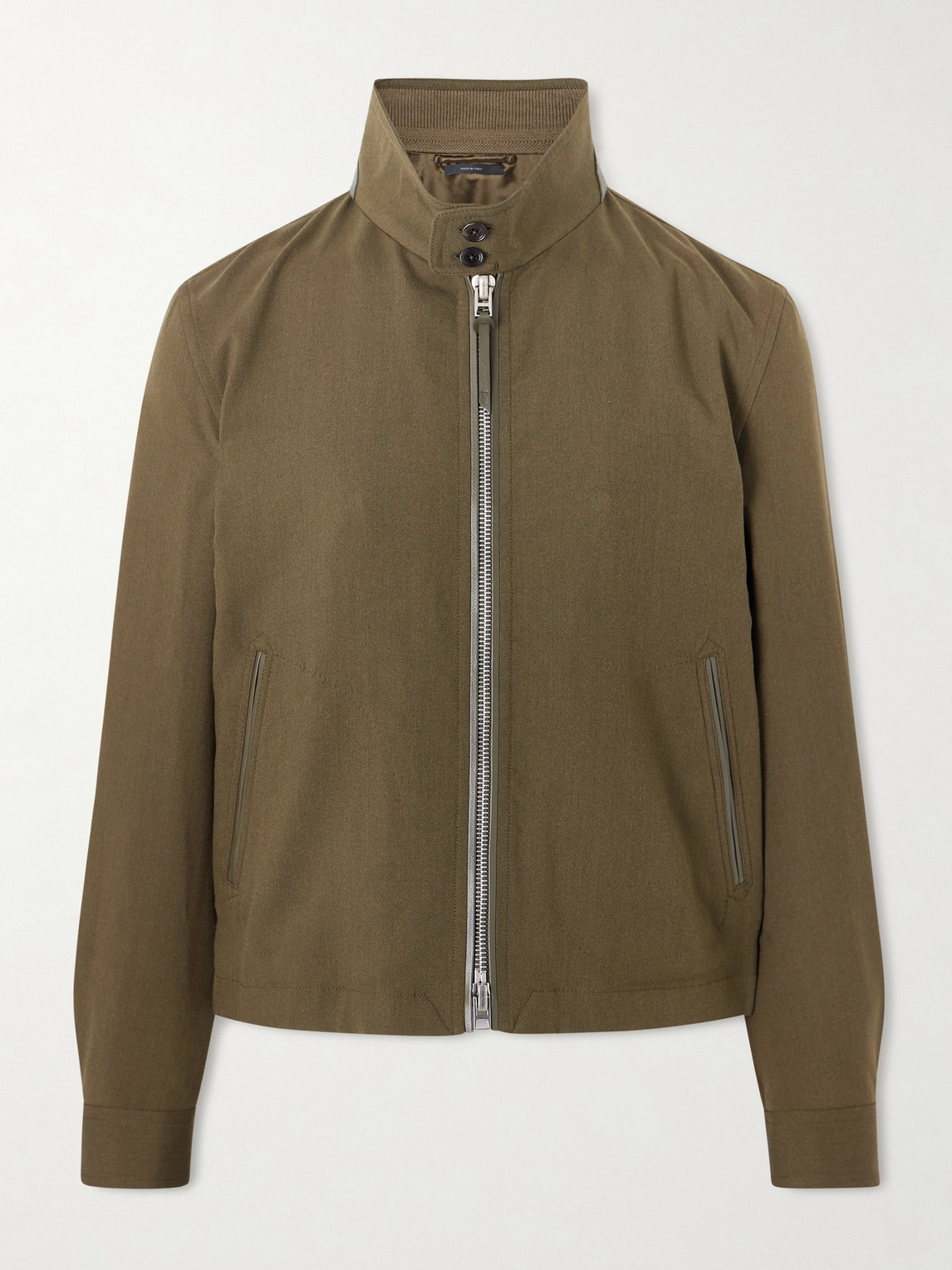 Tom Ford Leather-Trimmed Virgin Wool, Cashmere and Silk-Blend Canvas Jacket - Men