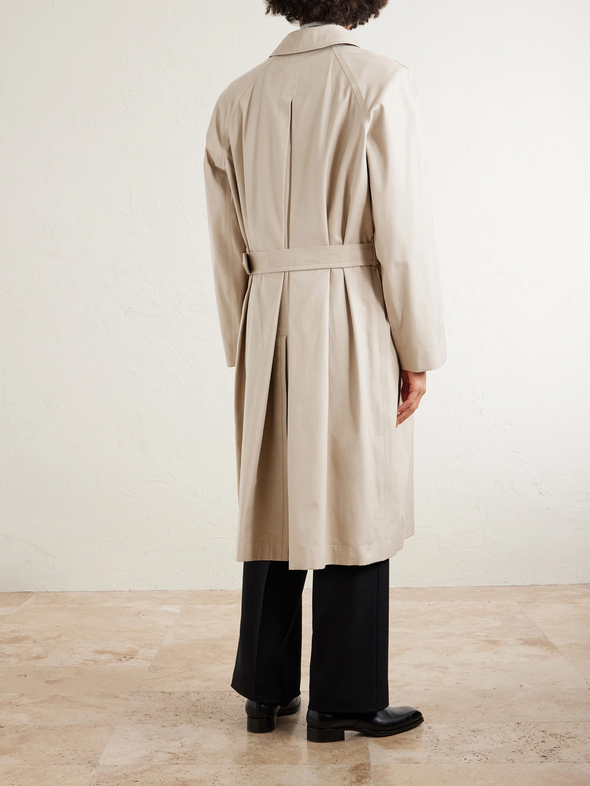  Tom Ford - Belted Leather-trimmed Cotton And Silk-blend Gabardine Trench Coat - Men - Neutrals - It 48 