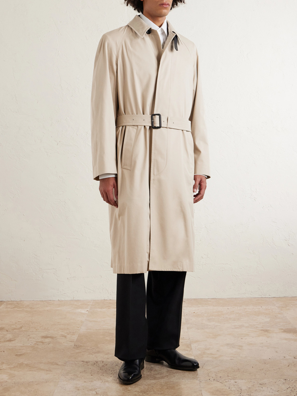  Tom Ford - Belted Leather-trimmed Cotton And Silk-blend Gabardine Trench Coat - Men - Neutrals - It 48 