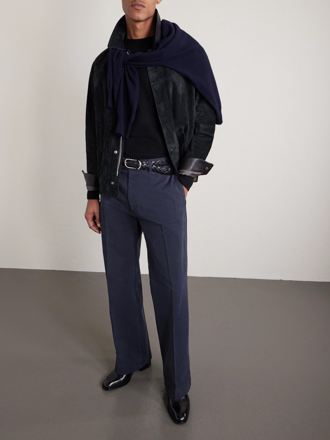 Wide-Leg Cotton-Drill Trousers