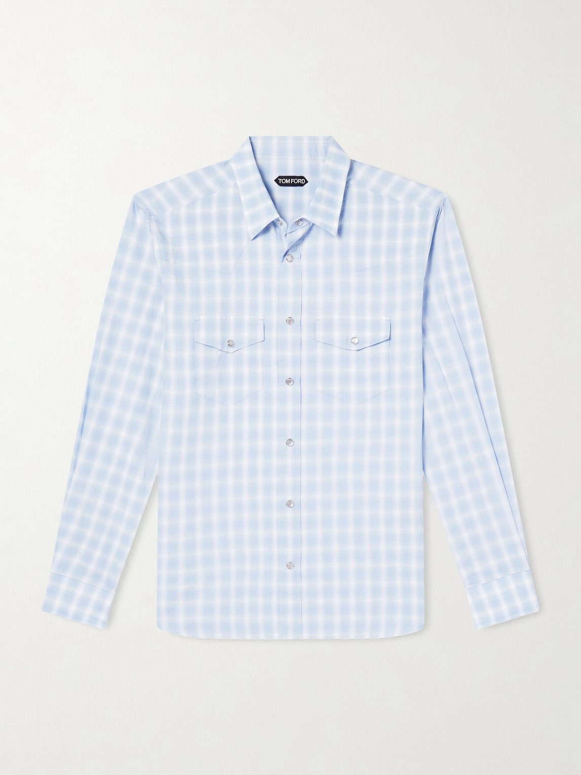 Tom Ford Slim-Fit Checked Cotton and Linen-Blend Shirt EU 43