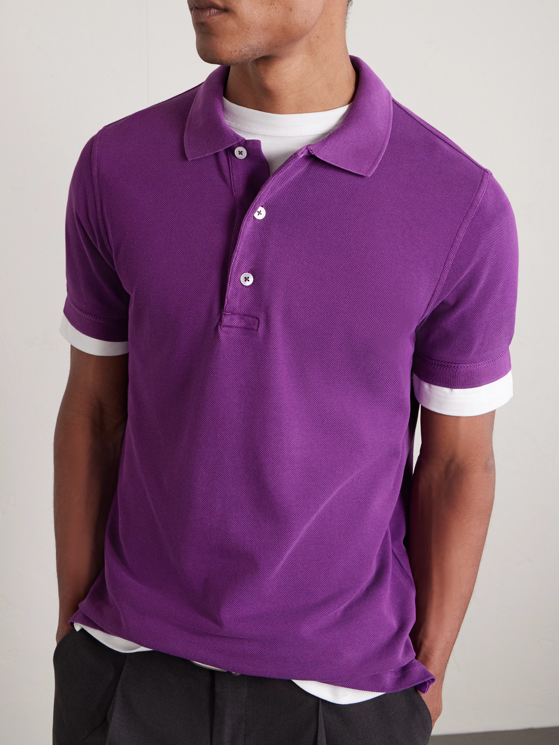 Slim-Fit Lyocell And Cotton-Blend Piqué Polo Shirt