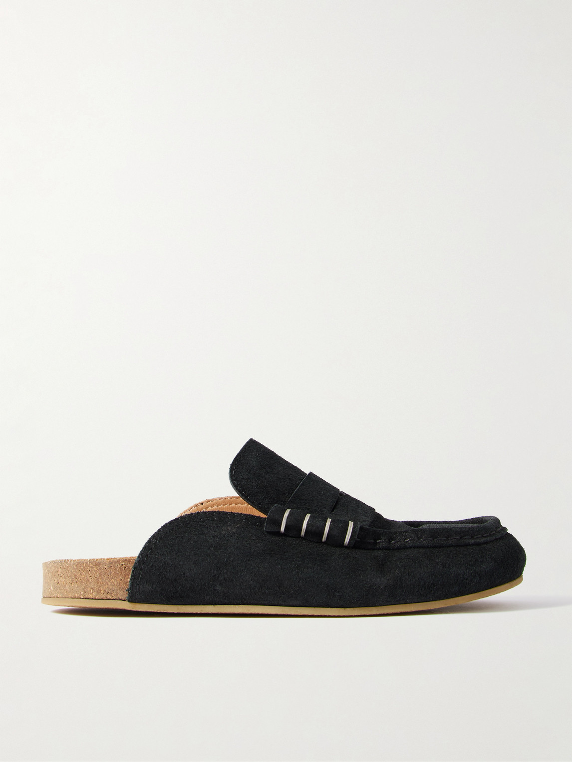 Stitch Loafer Waxed-Suede Mules