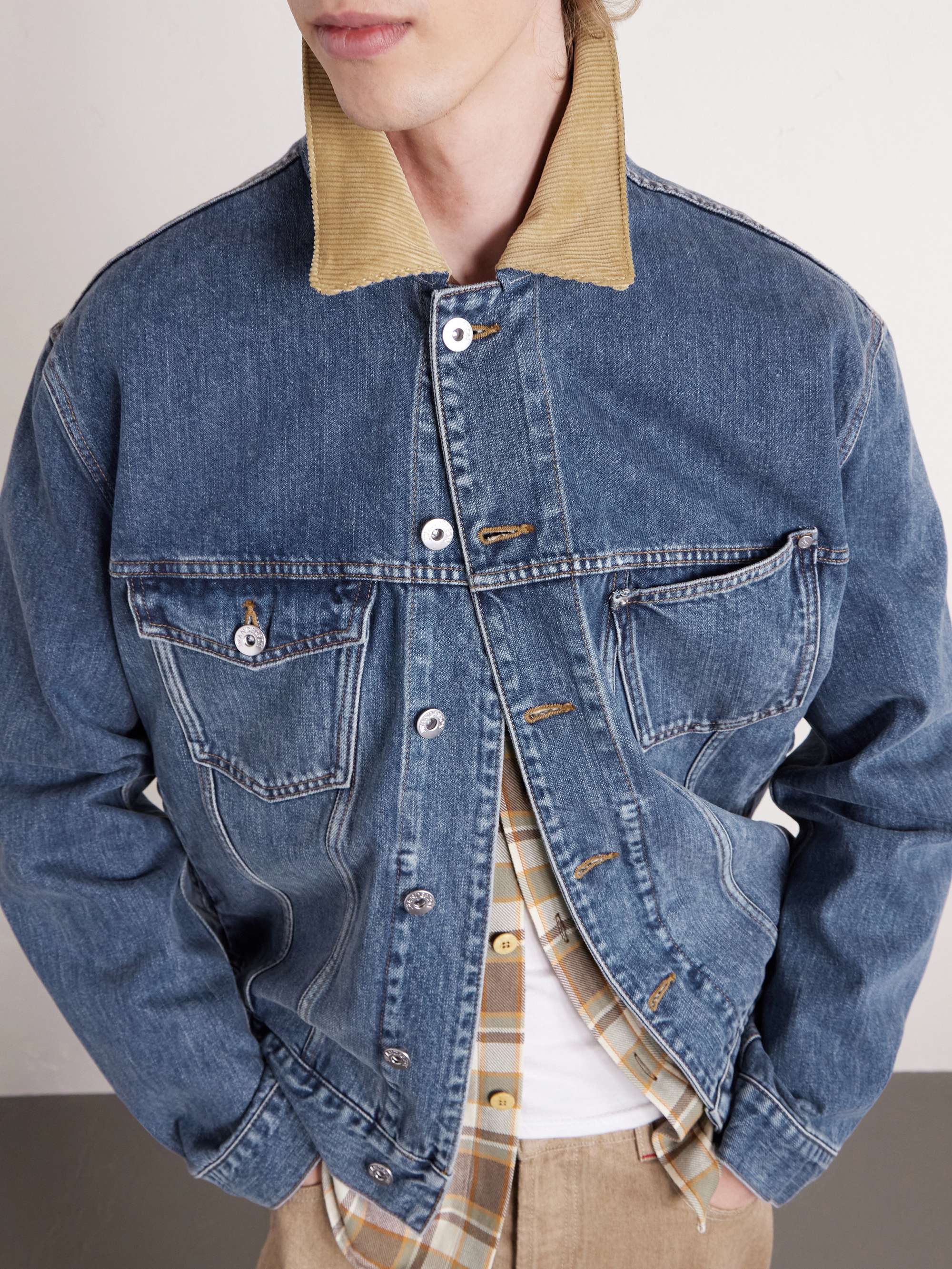 JW ANDERSON Corduroy-Trimmed Denim Jacket for Men | MR PORTER