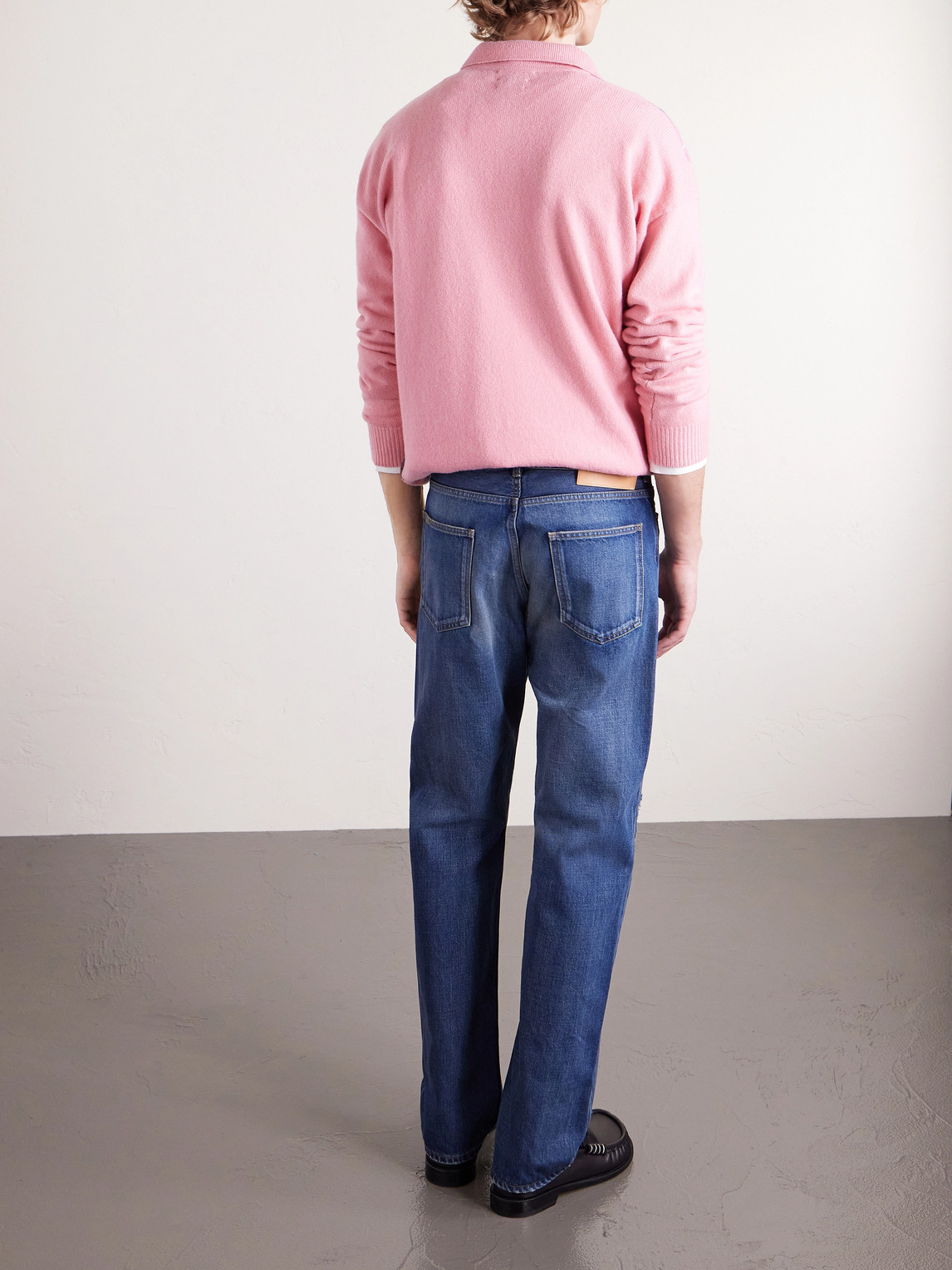Straight-Leg Distressed Patchwork Jeans