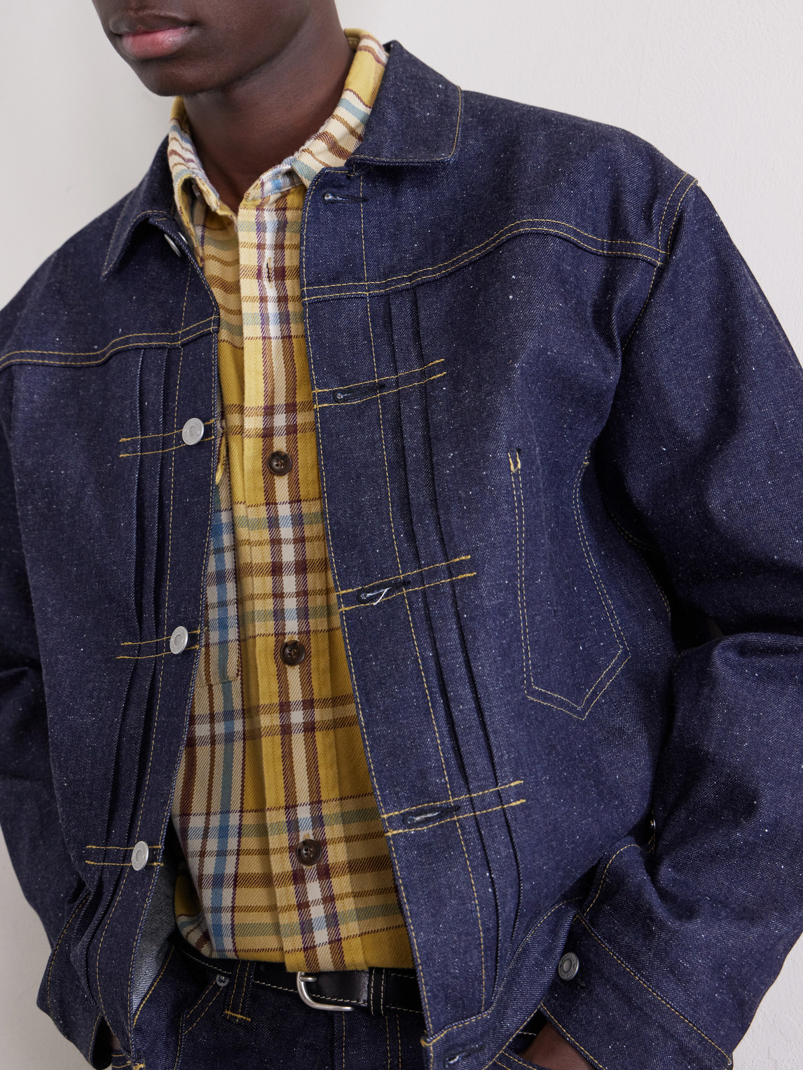 Pleated Denim Jacket