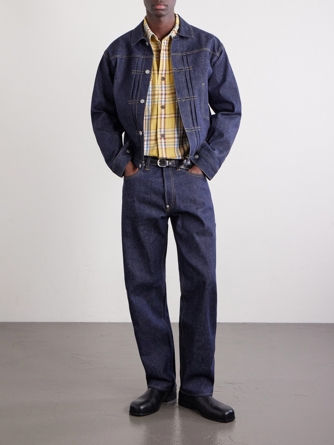 Pleated Denim Jacket