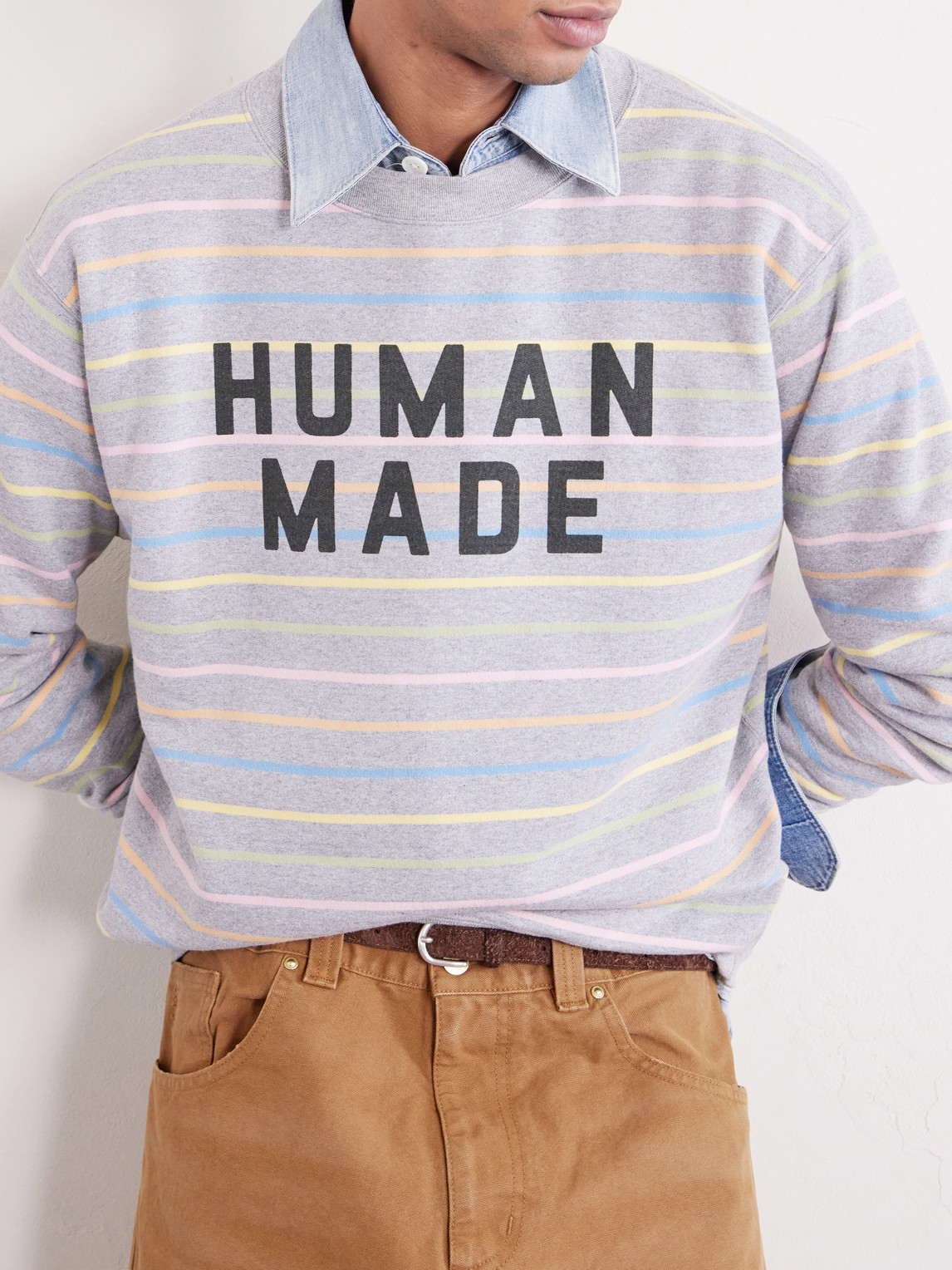Logo-Print Striped Cotton-Jersey Sweatshirt